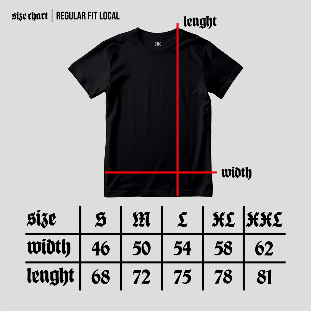 Tabel Ukuran Kaos Lokal